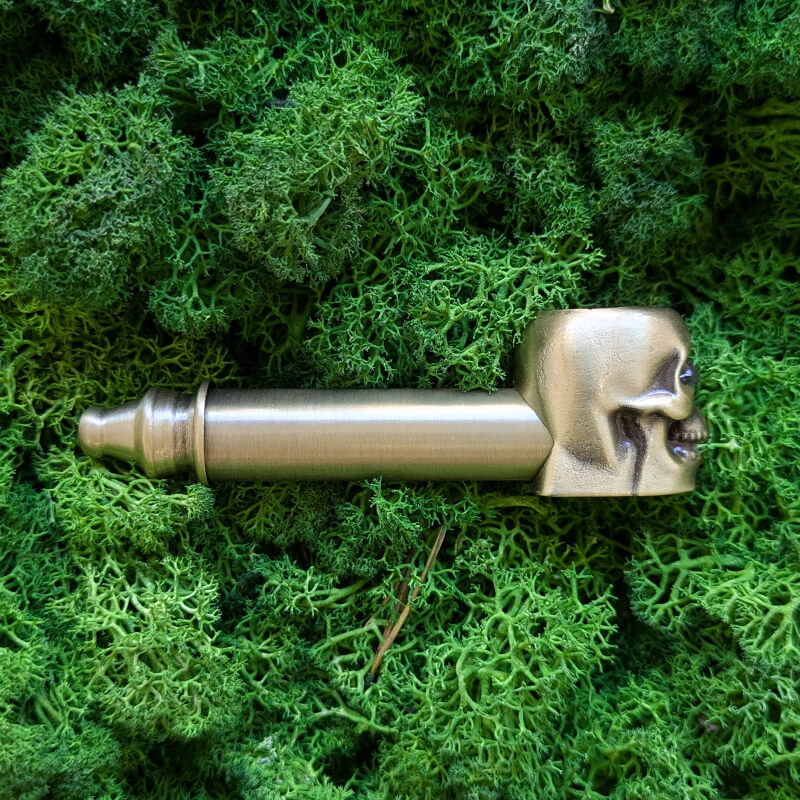 Pipa in metallo skull teschio oro