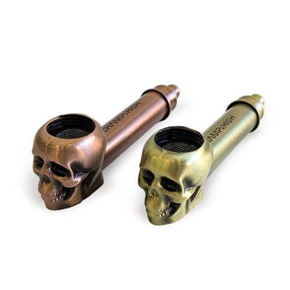 Pipa in metallo skull teschio oro e bronzo